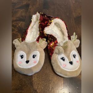 COPY - Wondershop reindeer sparkle cozy slipper socks size M/L 8-10